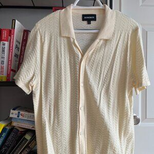 Bonobos Hudson Cabana Sweater Polo - M - Ivory Cotton Chevron
